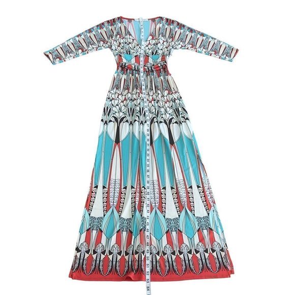 Boston Proper Multicolored Print Side Slits Maxi Dress Size 0 - Picture 12 of 16